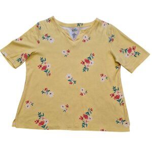 croft & barrow Yellow Floral Short Sleeve Tee